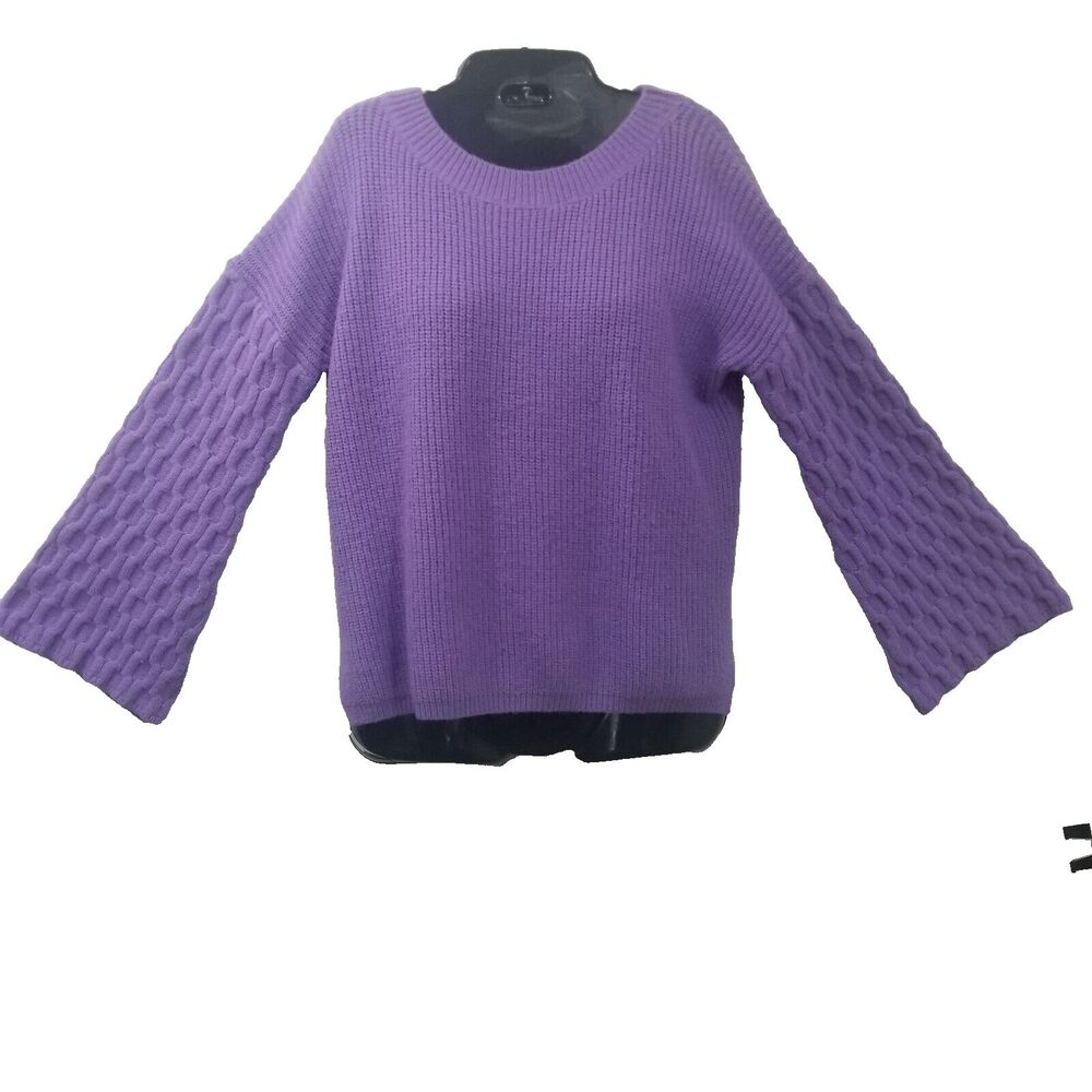 Umgee Womens Purple Oversized Knit Sweater Size Small Cable Knit Sleeves